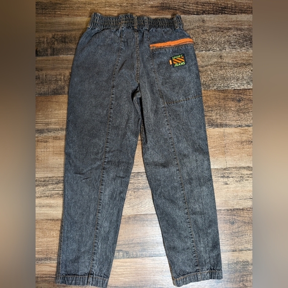 Levis Sport Jeans Vintage 80s Mom Jeans Snap Ankle Grey Acid Wash Orange Accent - Picture 2 of 14